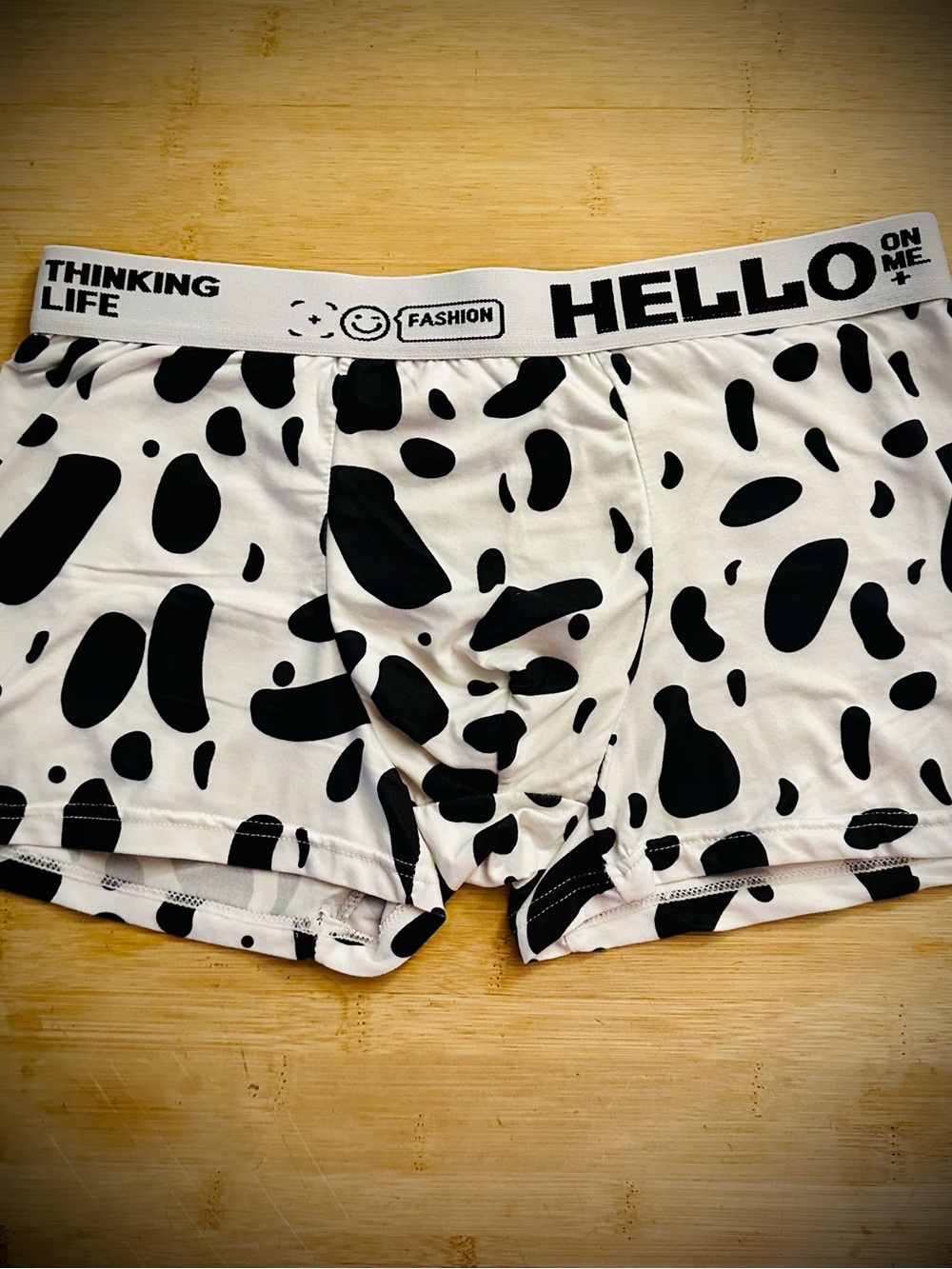 Hello On Me Men's Black & White Dalmatian Boxer Briefs